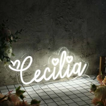 Cecilia White Neon Sign