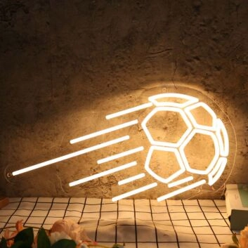 Flying Soccer Yellow Neon Sign
