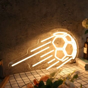 Flying Soccer Yellow Neon Sign