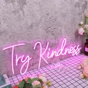 Try Kindness Purple Neon Sign