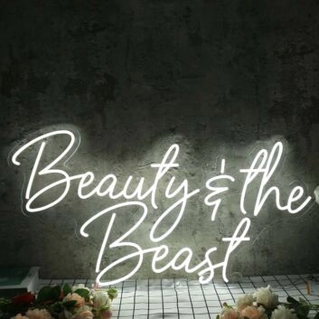 Beauty And The Beast White Neon Sign