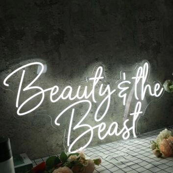Beauty And The Beast White Neon Sign