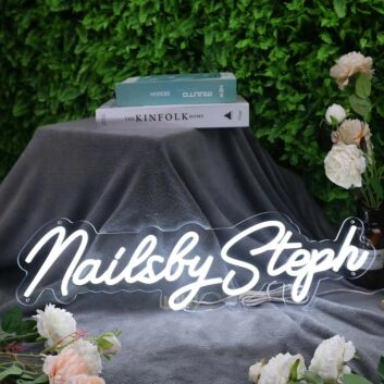 Nails By Steph White Neon Sign