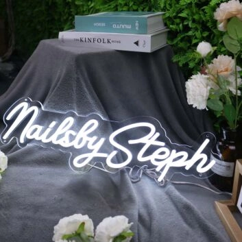 Nails By Steph White Neon Sign
