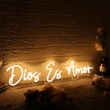 Dios Es Amor Yellow Neon Sign