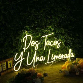Dos Tacos Y Una Limonada Yellow Neon Sign