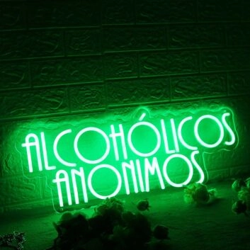 Alcoholicos Anonimos Green Neon Sign