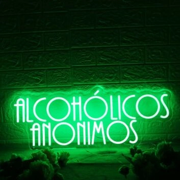 Alcoholicos Anonimos Green Neon Sign