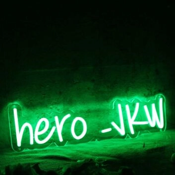 Hero JKW Green Neon Sign