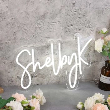 Shelby K White Neon Sign
