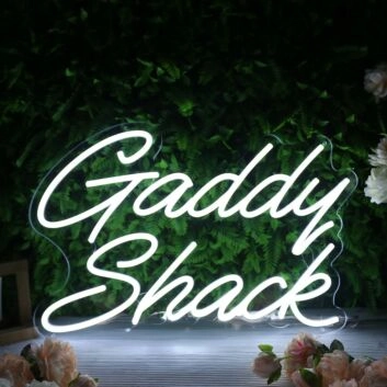 Gaddy Shack White Neon Sign