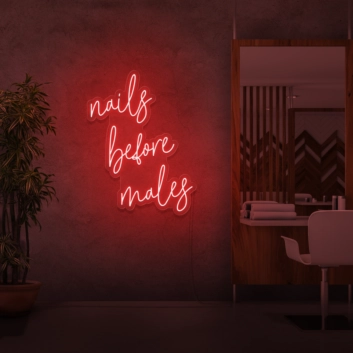 Nails before men neon sign