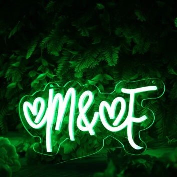 M And F Green Neon Sign