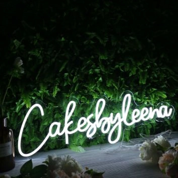 Cakes By Leena White Neon Sign