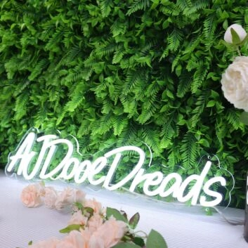 AJ Does Dreads White Neon Sign