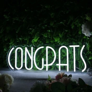 Congrats White LED Neon Sign