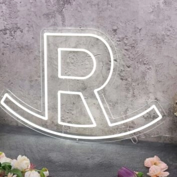 Letter R Custom White Neon Sign