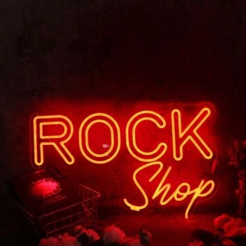 Rock Shop Orange Neon Sign
