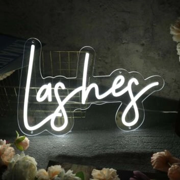 Lashes White LED Neon Sign