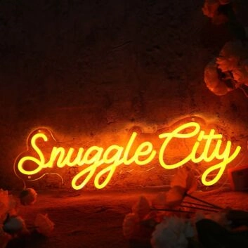 Snuggle City Orange Neon Sign