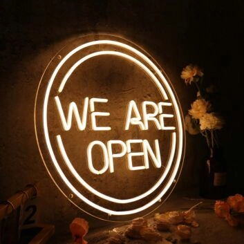 We Are Open White Neon Sign