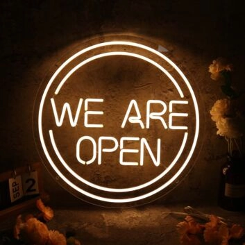 We Are Open White Neon Sign