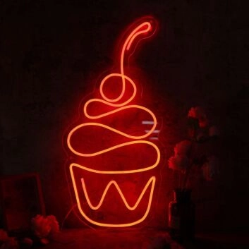 Aesthetic Cup Cake Red Neon Sign