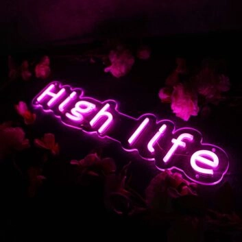 High Life Purple Neon Sign