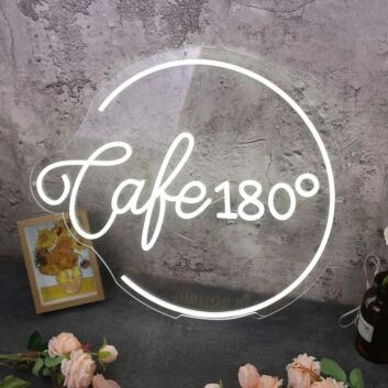 Cafe 180 Custom White Neon Sign