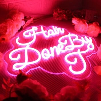 Hair Done By J Red Neon Sign