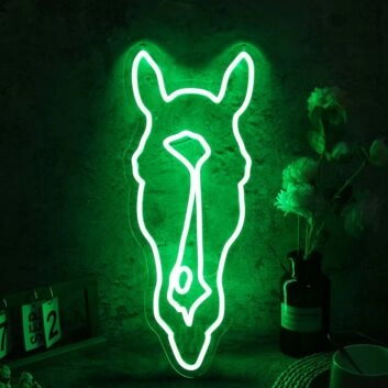 Aesthetic Horse Head Green Neon Sign