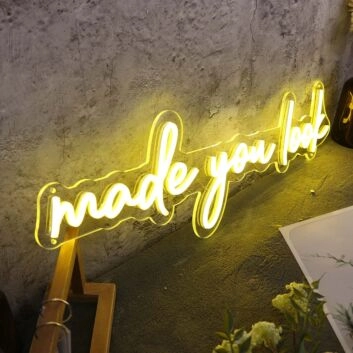 Made You Look Yellow Neon Sign