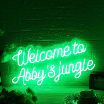 Welcome to Abbys Jungle Green Neon Sign