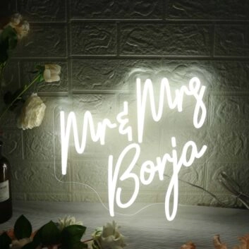 Mr And Mrs Boria White Neon Sign