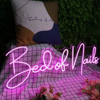 Bed of Nails Purple Neon Sign