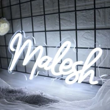 Malesh White Neon Sign