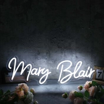 Mary Blair White Neon Sign