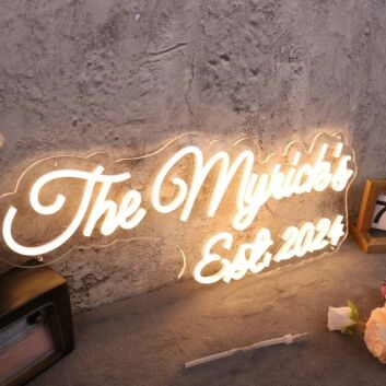 The Myricks EST 2024 Yellow Neon Sign