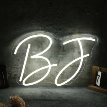 BJ White Neon Sign