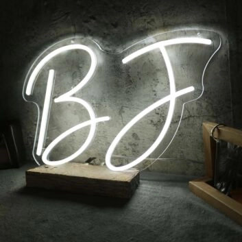 BJ White Neon Sign