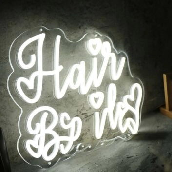 Hair Braids White Neon Sign