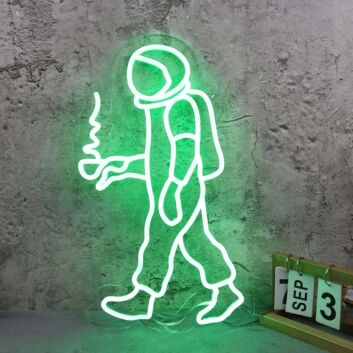 Walking Space Man Green Neon Sign