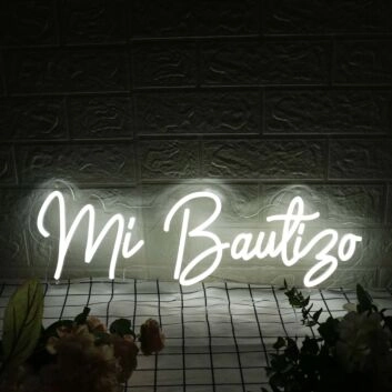 Mi Bautizo White Neon Sign