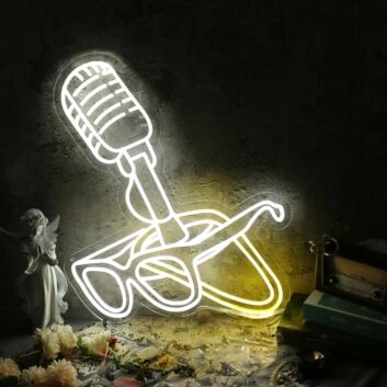 Microphone And Glasses Custom Neon Sign