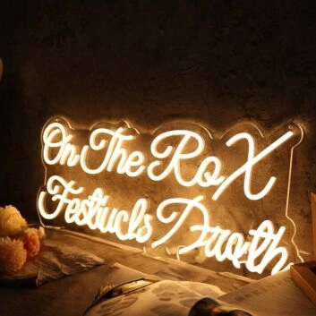 On The Rox Festival Booth Yellow Neon Sign