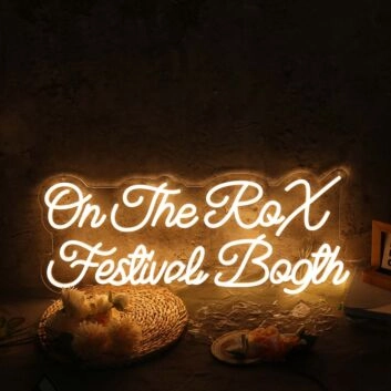 On The Rox Festival Booth Yellow Neon Sign
