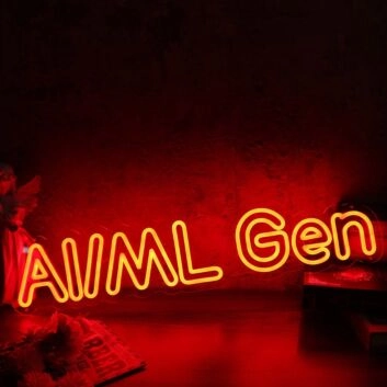 AI ML Gen Orange Neon Sign