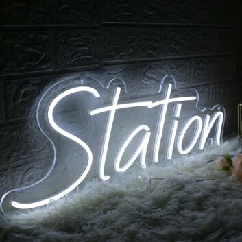 Station White Neon Sign