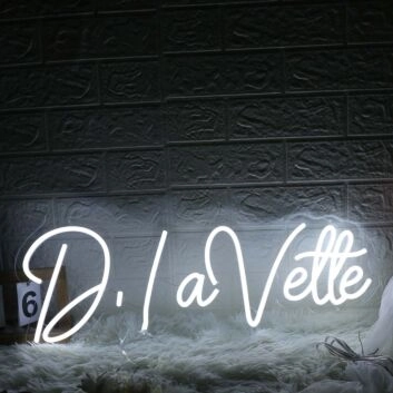 D Lavette White Neon Sign