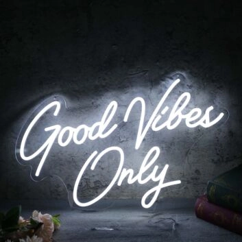 Good Vibes Only White Neon Sign